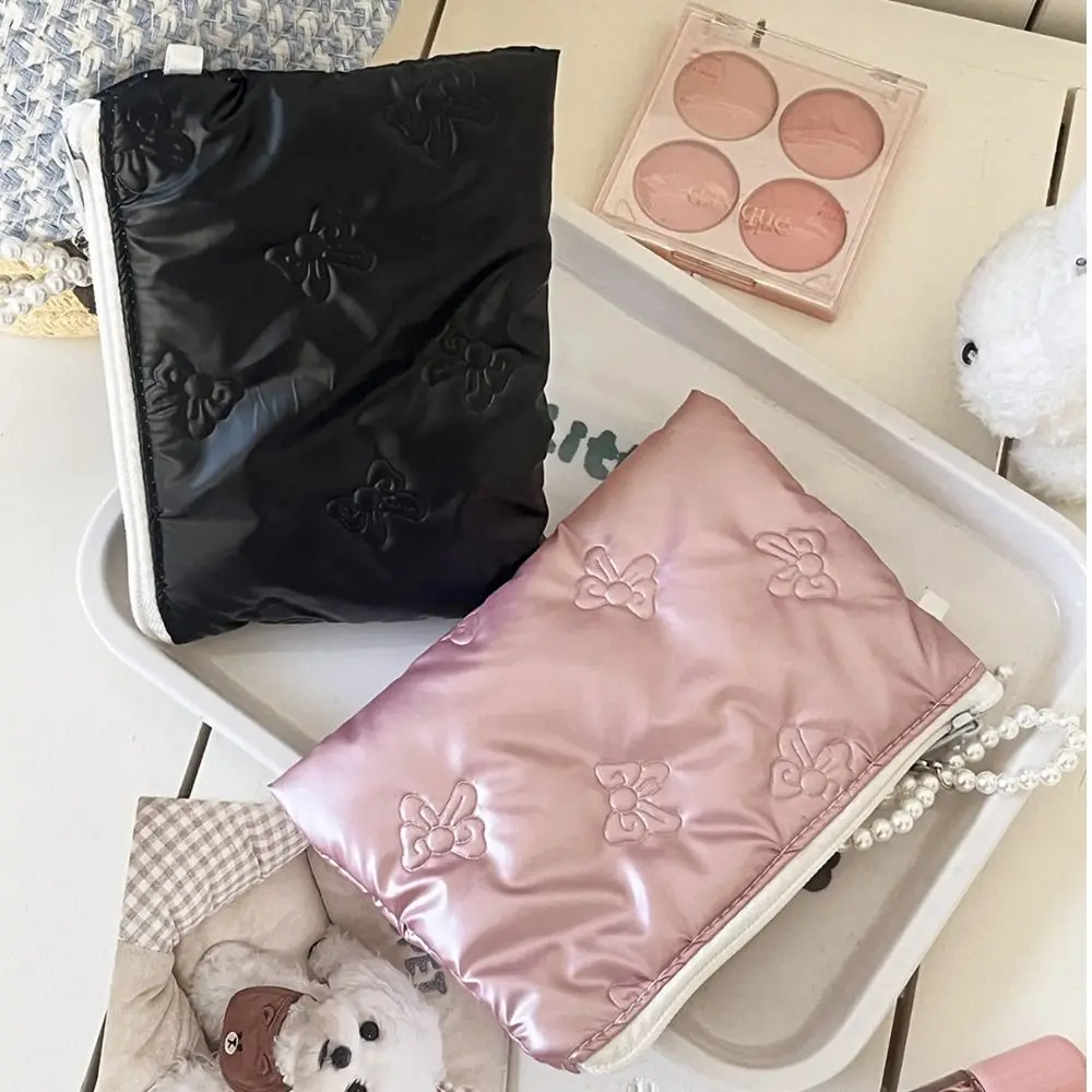 

Компактный дизайн с бантом, портативная сумка для хранения, застежка-молния, жемчужный кулон, гигиенический коврик, сумка для смены тканей, кошелек для макияжа