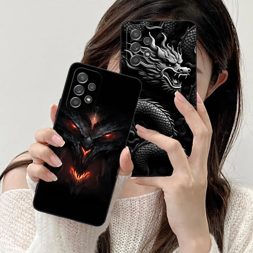Black Dragon Phone Case for Samsung Galaxy M55 54 42 35 34 33 32 23 22 15 14 13 12 F55 5G Soft TPU Shockproof Cover