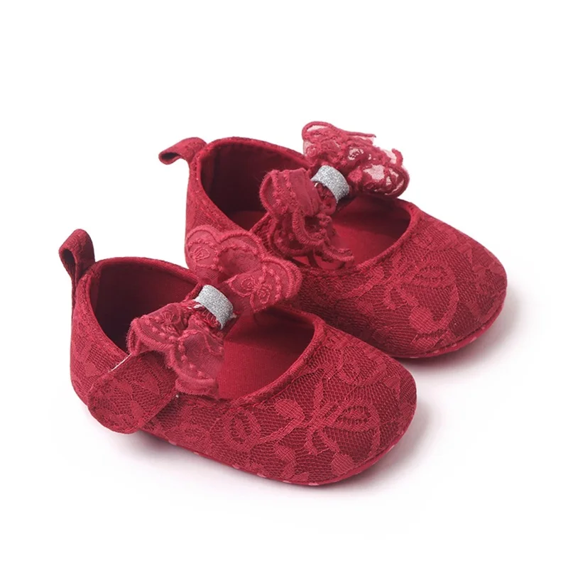 

0-18M Infant Baby Girls Shoes Non-Slip Soft Soled Lace Bowknot Flats Toddler First Walker Spring Autumn Princess Shoes