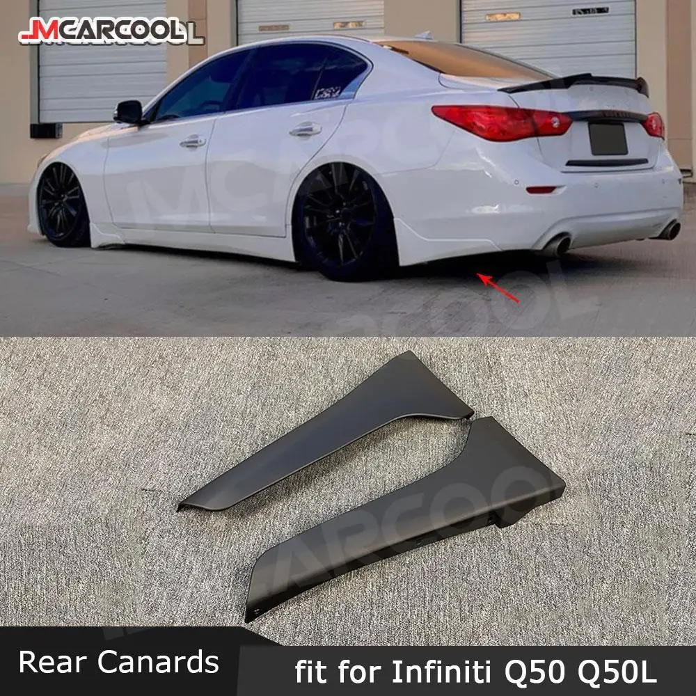 

JMCARCOOL ABS Material Carbon Fiber Rear Bumper Splitters Mudguard Trims for Infiniti Q50 Base Sport 2014 2015 2016 2017 Cover