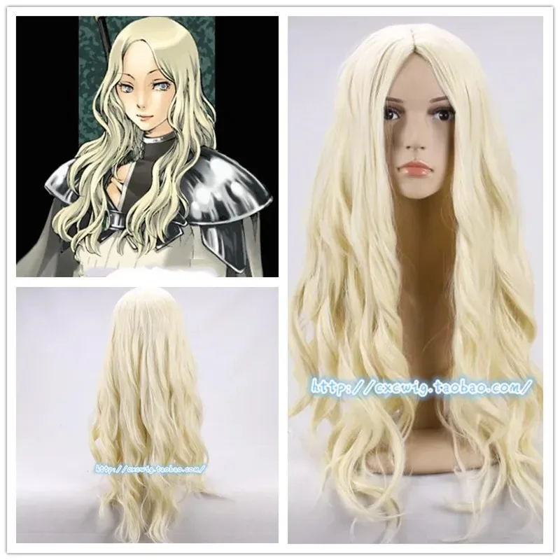 اليابان أنيمي كلايمور تيريزا شعر مستعار تأثيري 75 سنتيمتر البيج مقاومة للحرارة الاصطناعية الشعر شعر مستعار تأثيري + غطاء شعر مستعار