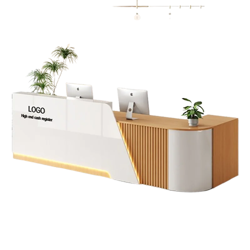 Simple Trendy Desk Table Exquisite Luxury Classic Premium Reception Desk Modern Beauty Recepcion Mostrador Office Furniture