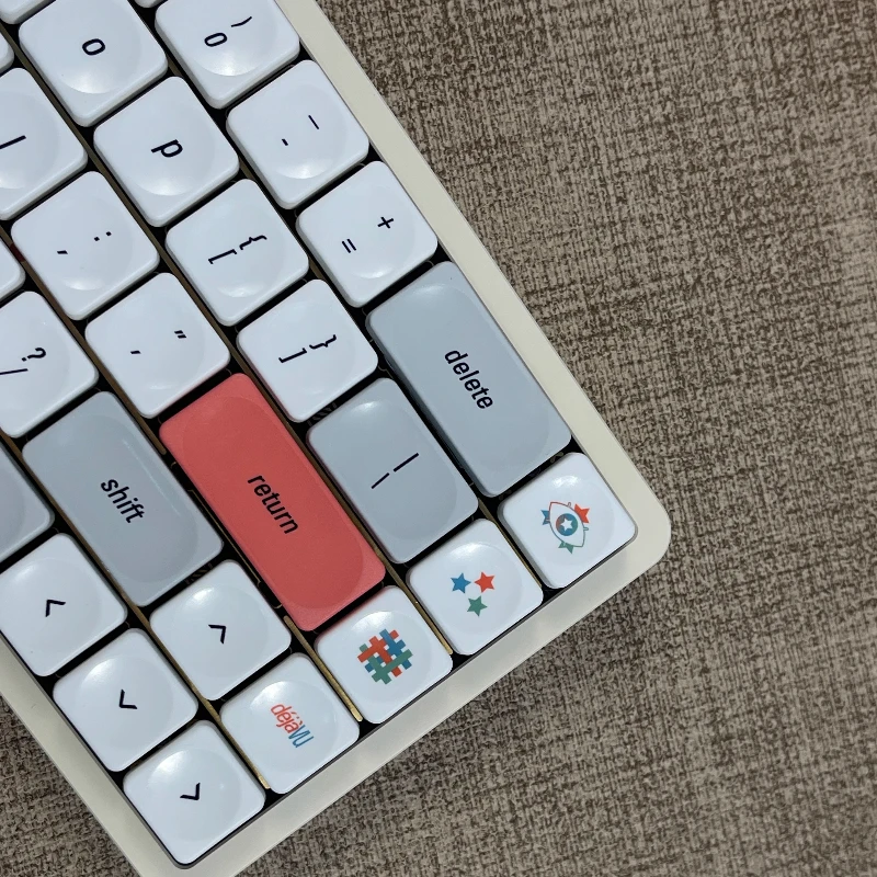 LCK - Keycap Bertema Visual Sublimasi PBT Kustom Keycap Sumbu Rendah Gaya Retro Tutup Kunci Titik Putih Sederhana Desain Pengrajin