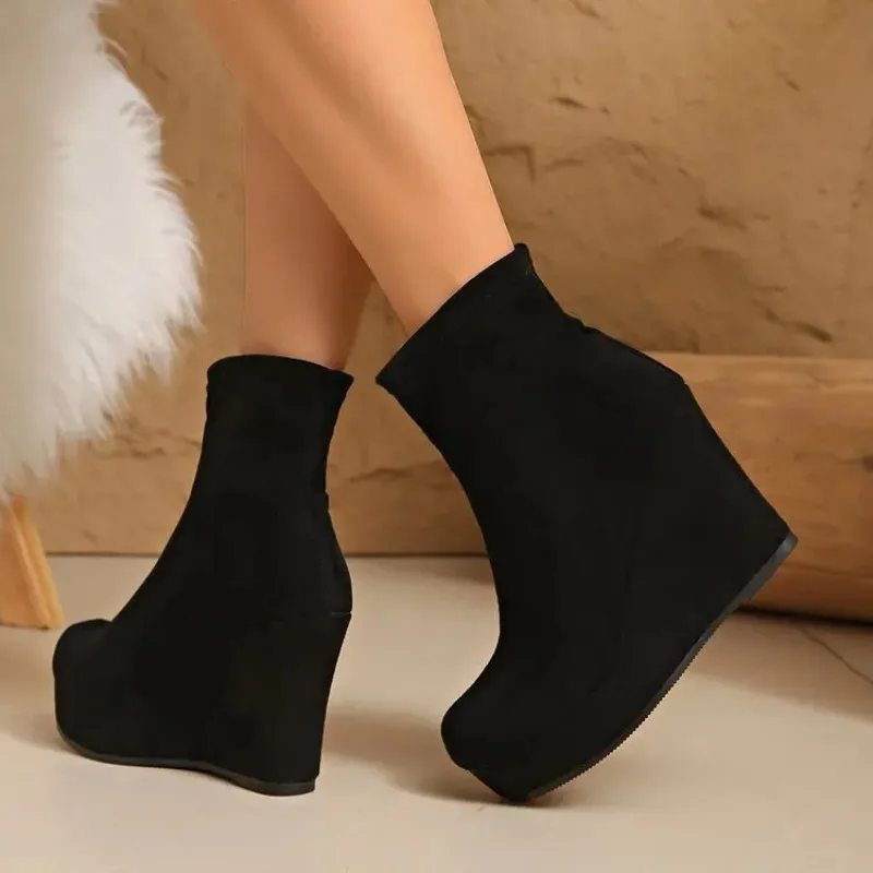 Dicke, wasserdichte Plateausohle mit erhöhter Höhe – vielseitige, bequeme, rutschfeste und atmungsaktive Damen-Ankle-Boots._voghion.com