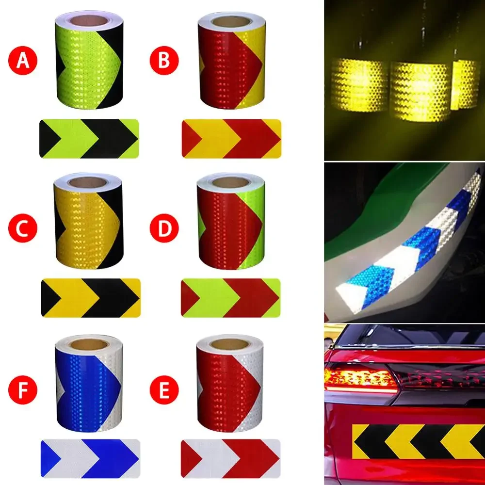 5x100CM Arrow Reflective Tape Car Decor Decals Car Warning Safety Caution Adhesive Protective for Truck Auto Motorcycle Stickers