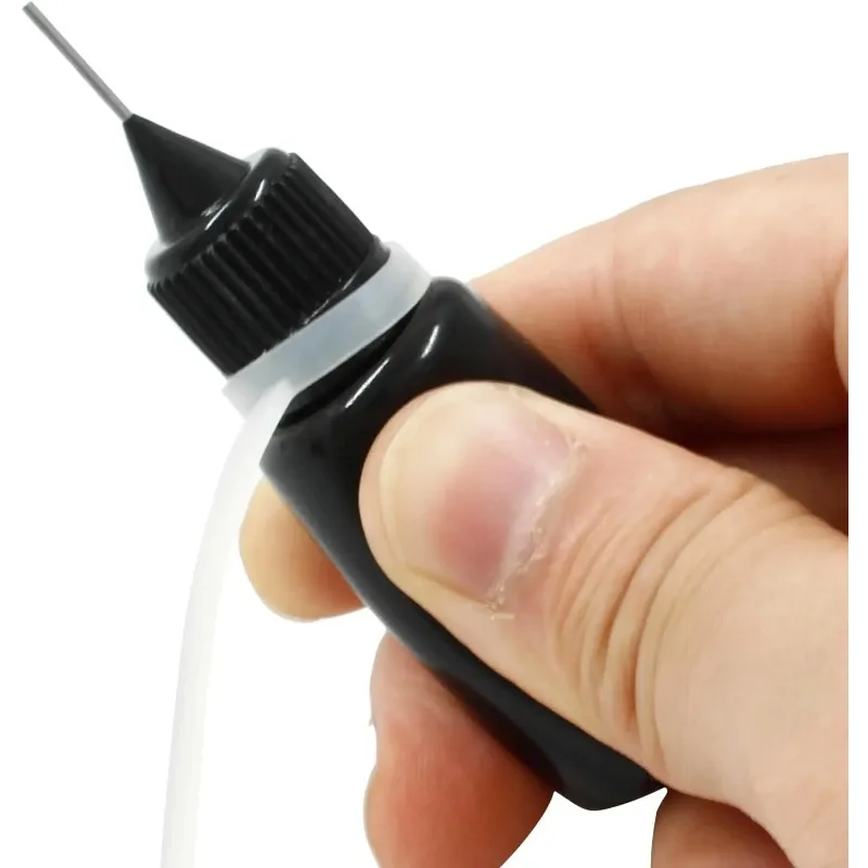 DIY Quilling Tool Lege naaldtip Lijmfles met zwarte dop Vloeibare druppelcontainers met siliconen ringen voor knutselen - afbeelding 2