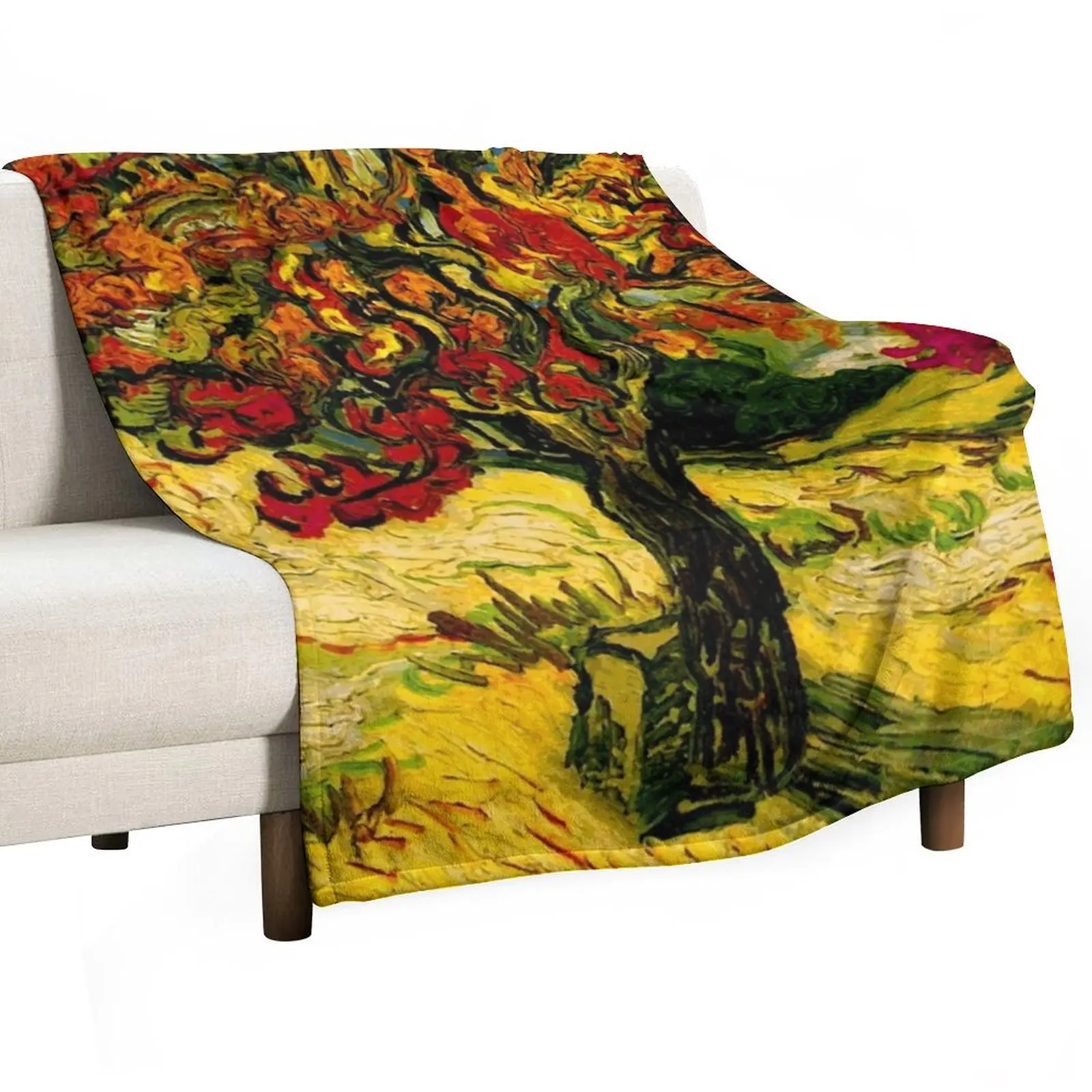 Van Gogh Mulberry Tree Print Throw Blanket Cozy Microfiber Throw Blanket for Home Bedroom
