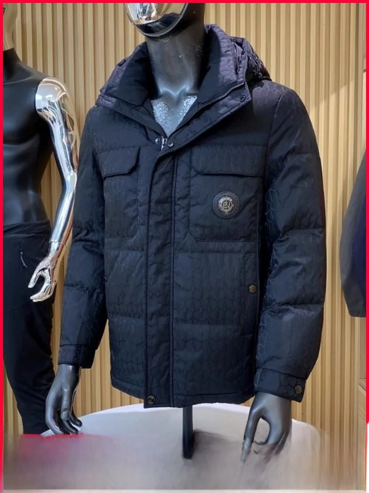 

Мужская утепленная зимняя пуховая куртка на молнии из нейлона, ветрозащитная, 3D-дизайн, модная верхняя одежда