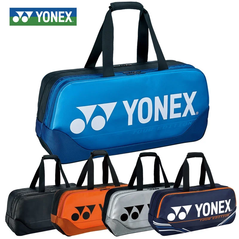 YONEX-mochila de tenis de bádminton para hombre y mujer, bolsa cuadrada con correa de gran capacidad, compartimento para zapatos independiente,