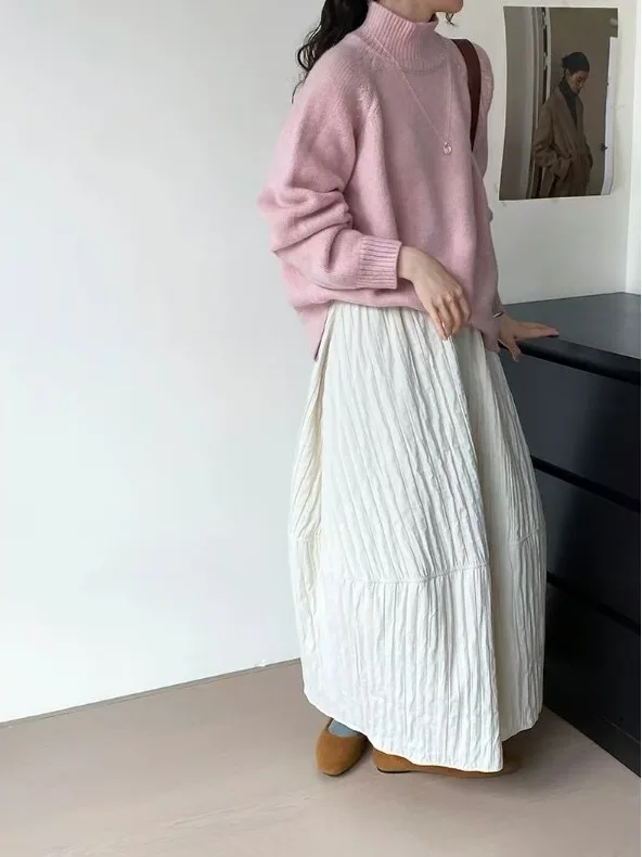 ارتفاع الخصر الأزهار فانوس تنورة المرأة Faion الدافئة تنوعا التخسيس منتصف طول ألف خط تنورة تخفيف Sle شتاء جديد وصول