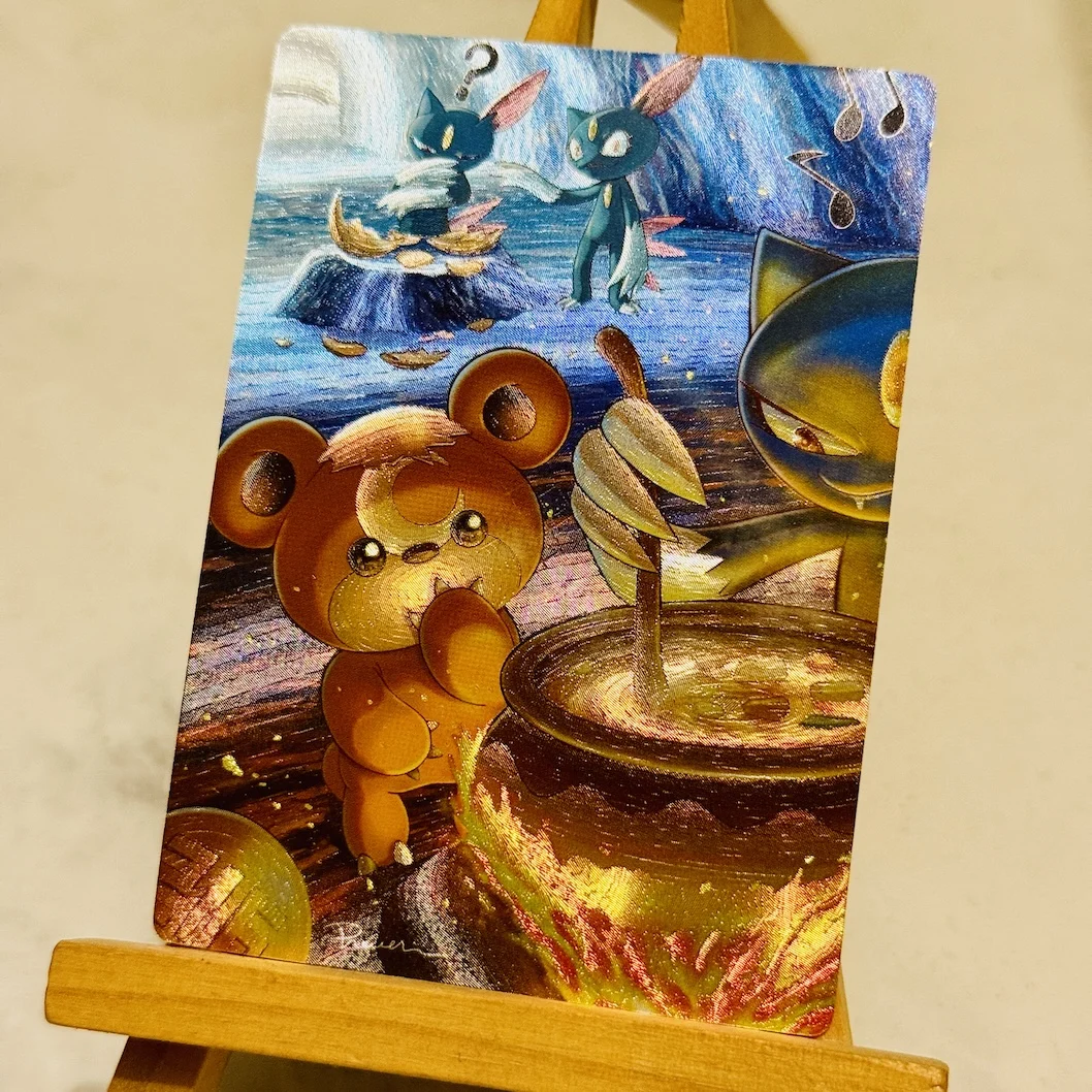 9 Pz/set Ptcg Hoothoot Noctowl Teddiursa Texture Flash Card Gioco Classico Anime Collezione di Carta Regalo Giocattolo