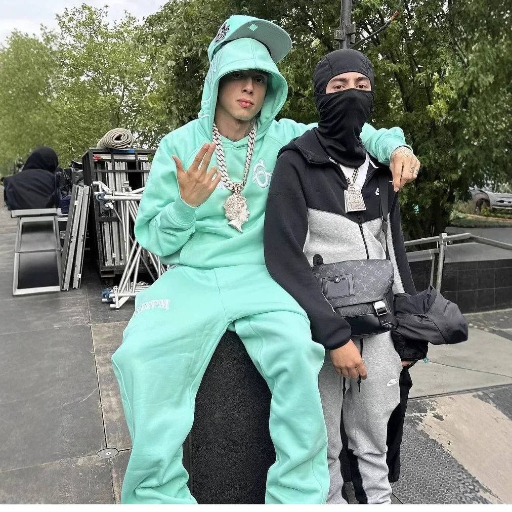 6PM DriII عبر الحدود هوديي البلوز مجموعة طويلة الأكمام المطرزة فضفاضة تناسب الهيب هوب نمط ملابس للرجال من الصين