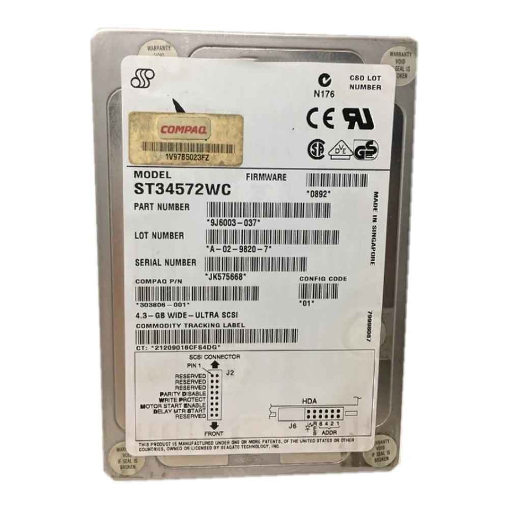 ST34572WC 313806-001 4.3GB HDD สำหรับ Seagate อุตสาหกรรมการแพทย์ SCSI 80Pin ฮาร์ดดิสก์7200RPM 3.5 "4.3G ไดรฟ์อย่างสมบูรณ์แบบ