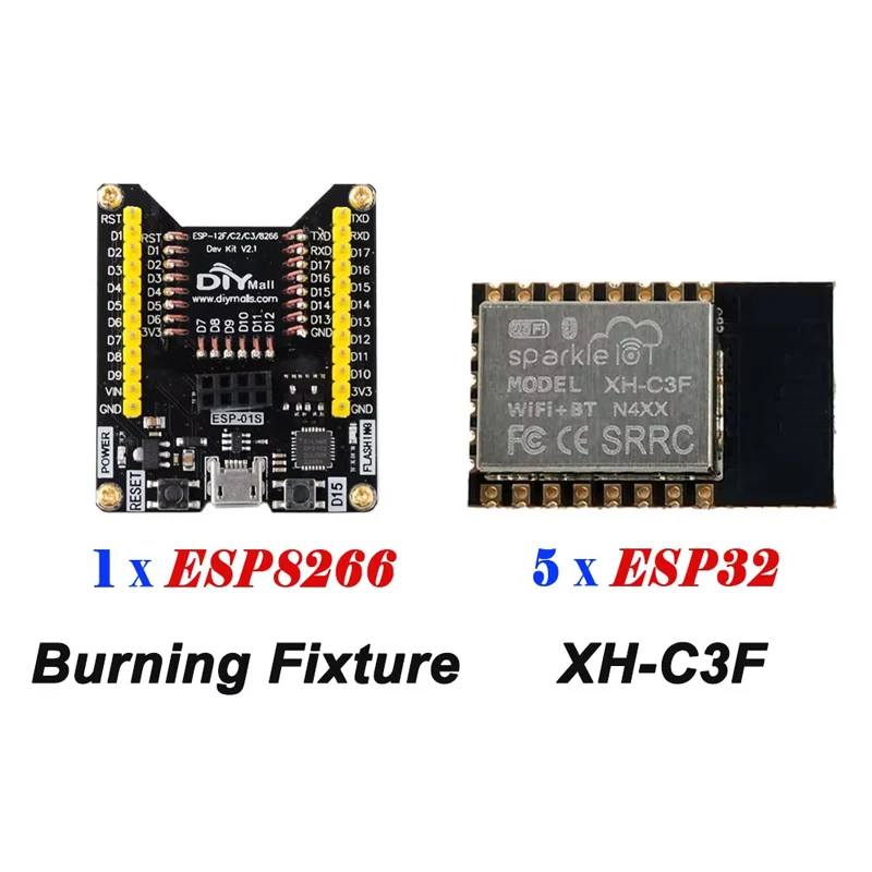 ESP32-C3F WiFi+BT Module with 4MB Flash RISC-V Single-Core MCU - Includes ESP8266 Programmer for IoT Development Projects