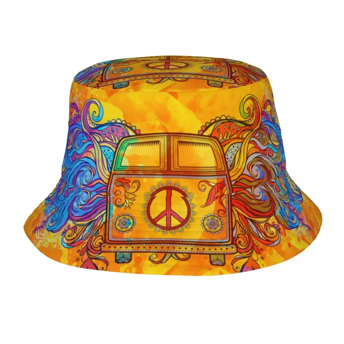 Hippie Car Mini Van Retro Fisherman Cap Hip Hop Gorras Summer Unisex Bucket Hat Outdoor Beach Camping Hiking Fishing Caps