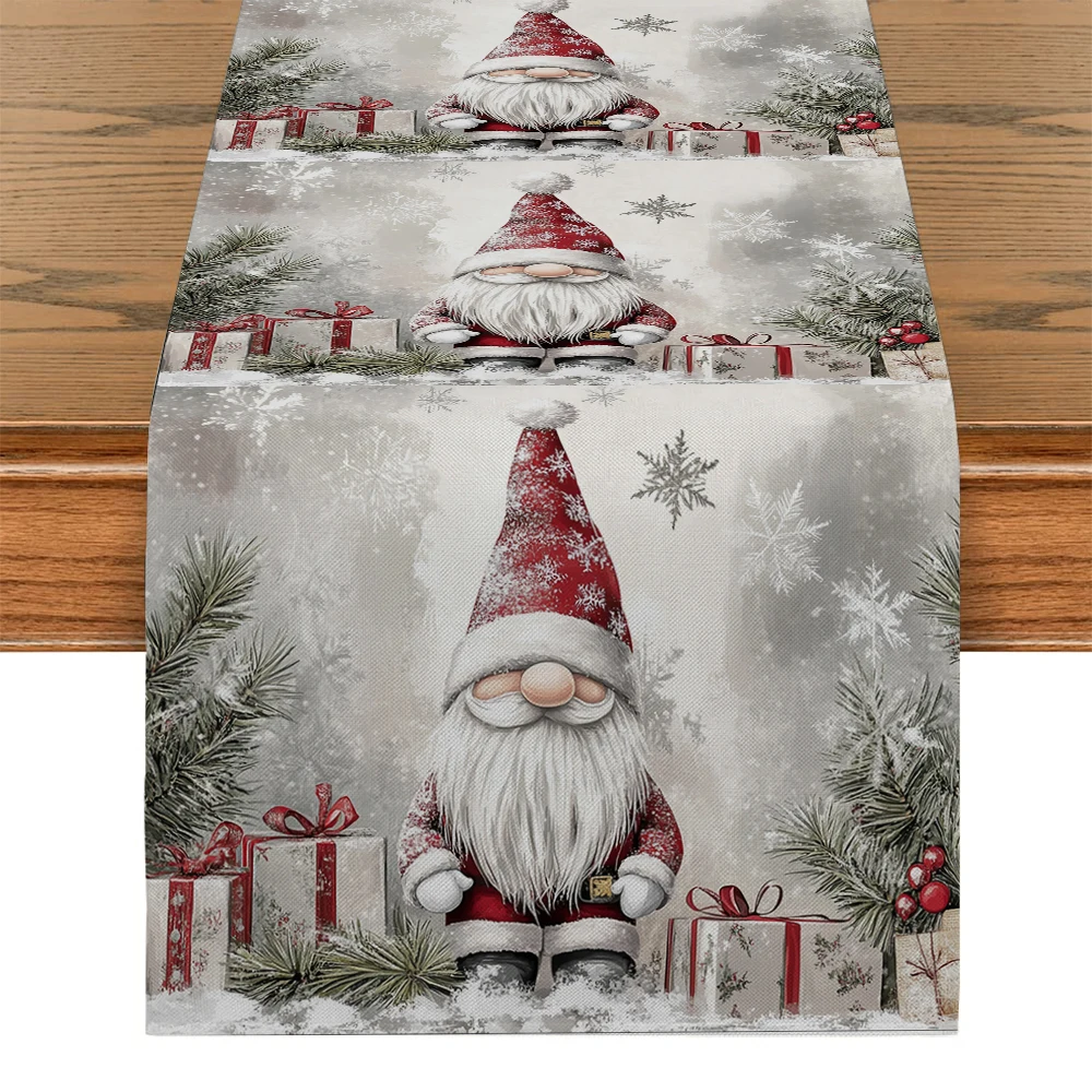 Christmas Dwarf Presents Fir Snowflakes Table Runner Home Wedding Centerpieces Decoration Party Table Runners Dining Long Cloth