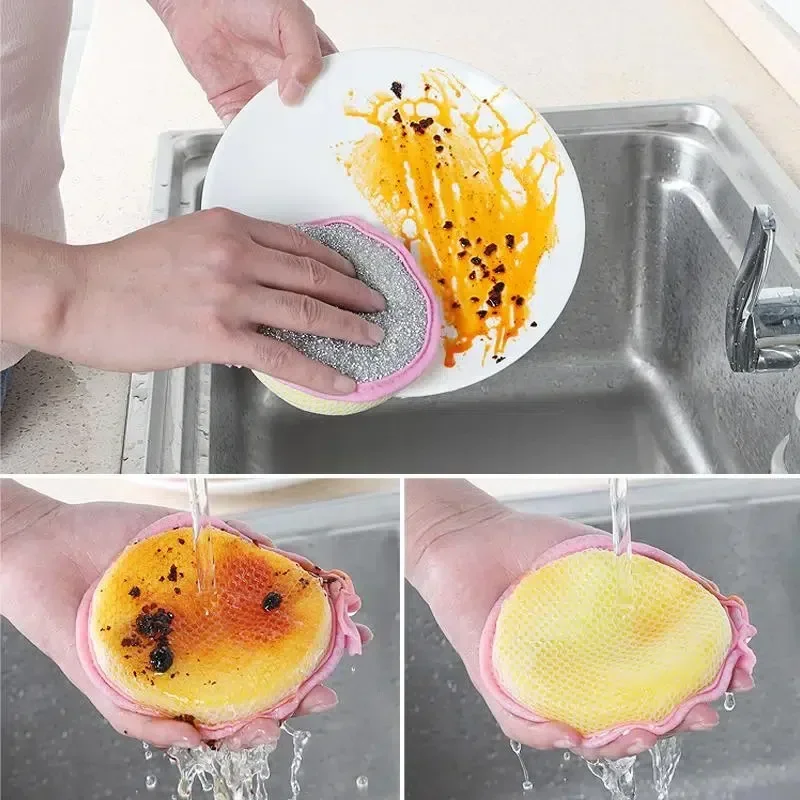 Circular sponge wipe with double-sided non stick oil Yuanbao towel, absorbent cloth, kitchen cleaning cloth