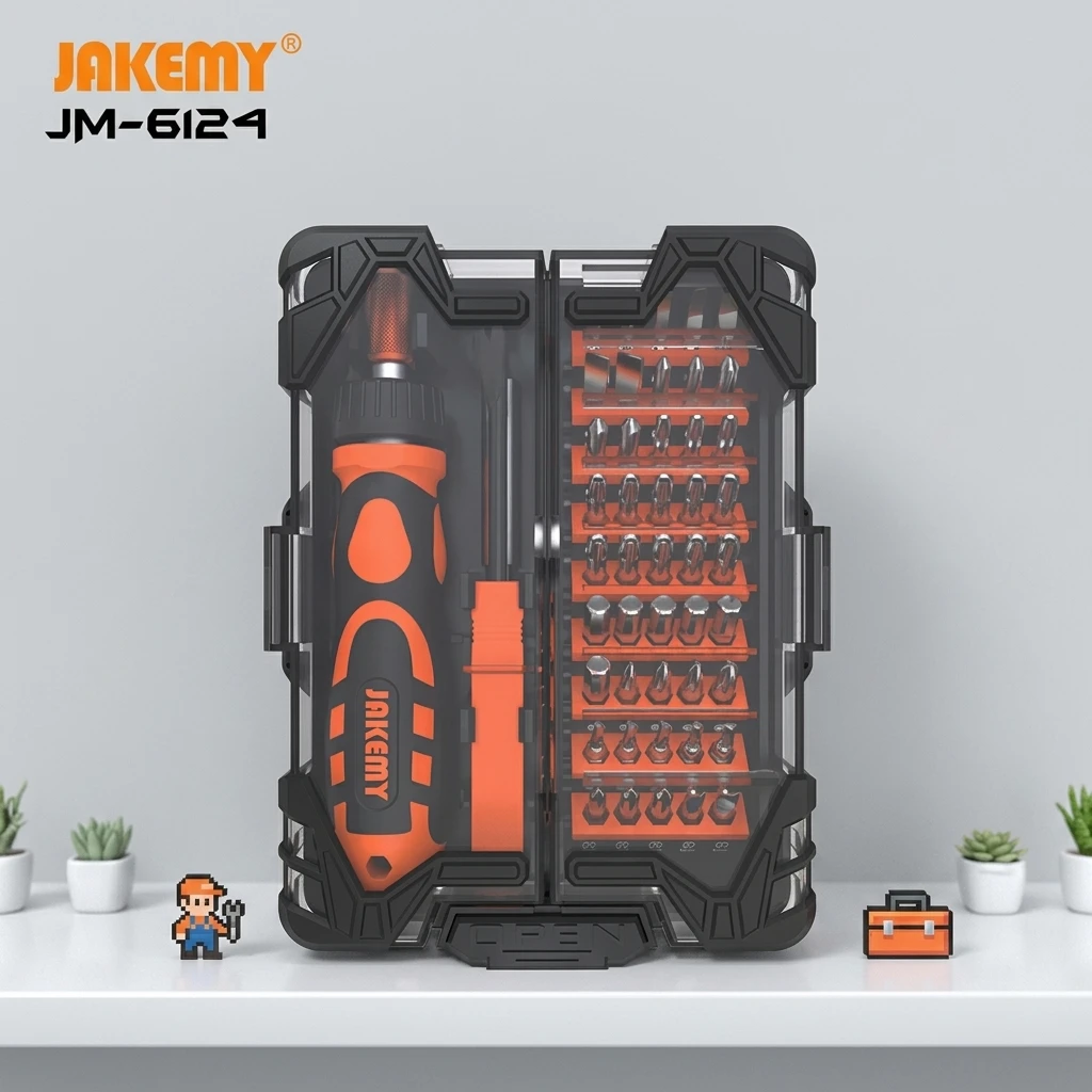 JAKEMY JM-6124 49-in-1 Ratchet Screwdriver Set with Colorful Bits for PC Mobile Home Auto Repair Portable Tool Kit DIY Tools