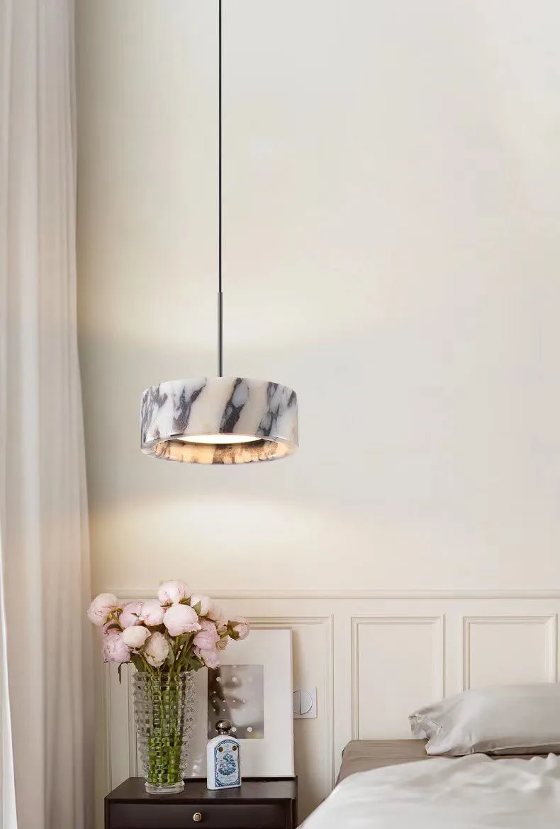 Natural Stone LED Chandelier Dimmable Wire Height Adjustable