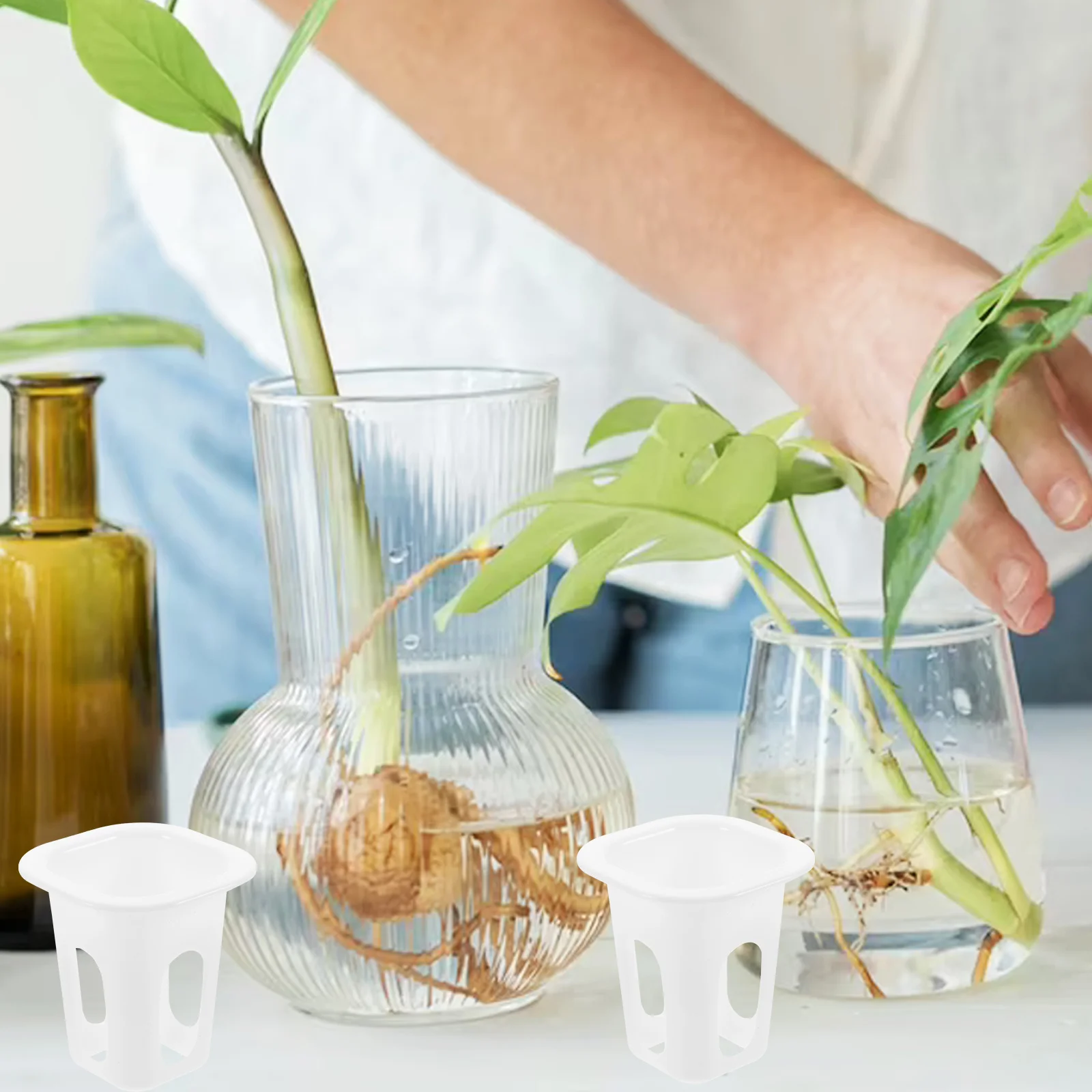 50 Stück quadratische PP-Kunststoff-Hydrokultur-Pflanzkörbe für Gemüse, Tomaten, Paprika, Orchideen, erdlose Kulturtöpfe, Garten