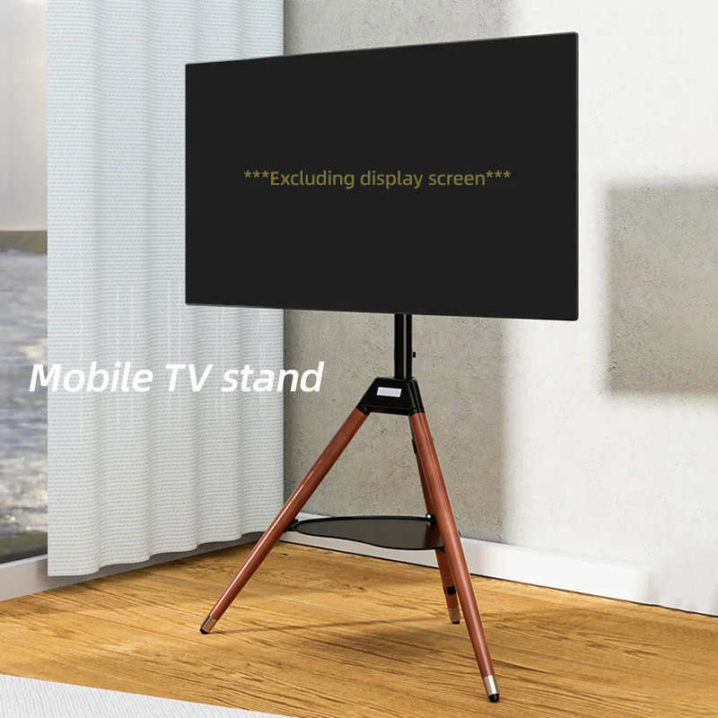 

Rotating Mobile TV Stand Floor Mount for LCD LED Displays 32-60 Inch Screens with Tray Solid Wood Construction 35KG Load Bearing