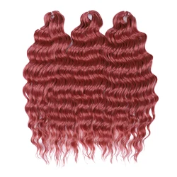 Anna 24 Inch Synthetic Hair Brown Blonde Water Wave Braiding Hair Extensions Deep Wave Afro Curl Twist Crochet Hair for Women