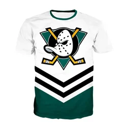 Summer New 3D Men TShirt Mighty Ducks Hockey Mask Print Top Cool Streetwear Sports Short-Sleeved Oversized Men's Causal Clothing