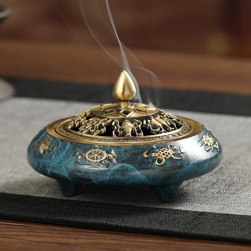 

Восемь сокровищ, благоприятная медная курильница, домашняя курильница, церемония благовоний, уплотнение для благовоний, курильница из сандалового дерева, чайная церемония