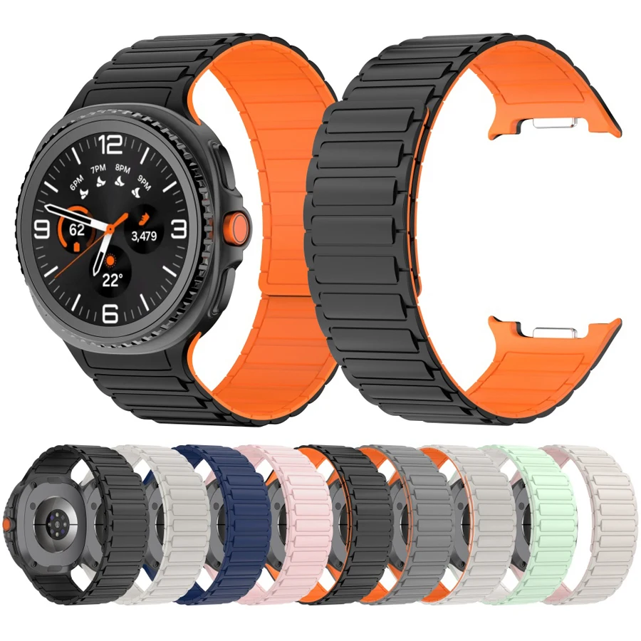 Strap for Samsung Galaxy Watch 9 8 40mm 44mm 8 Classic 46mm Magnetic Silicone Wristband for Galaxy Watch 8/9 Strap Accessories