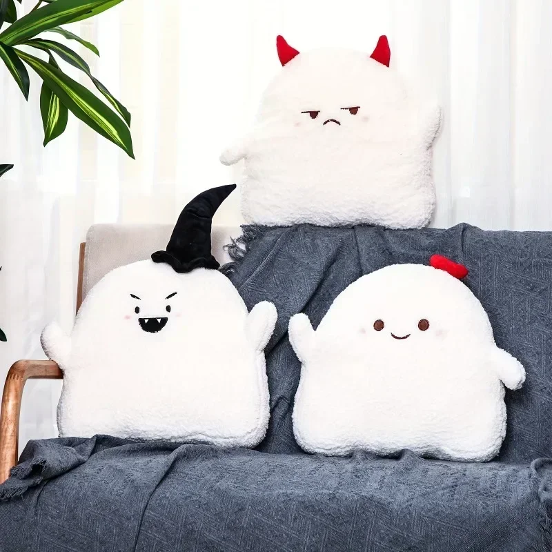 Halloween Cute Ghost Shaped Pillow Family Decorative Throw Pillow Stuffed Fluffy Plush Soft Home Living Room Party Decor Gifts