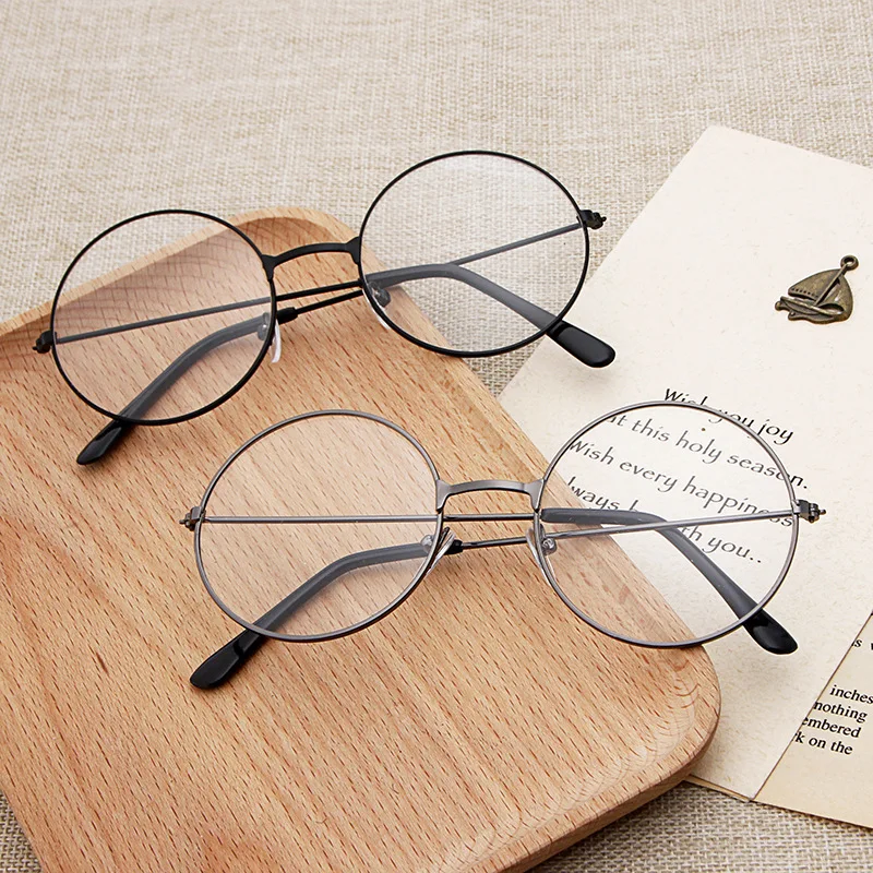 

Thin Frame Dress up Mirror Retro Eyewea Flow Fan Plain Glasses round Myopia Glasses