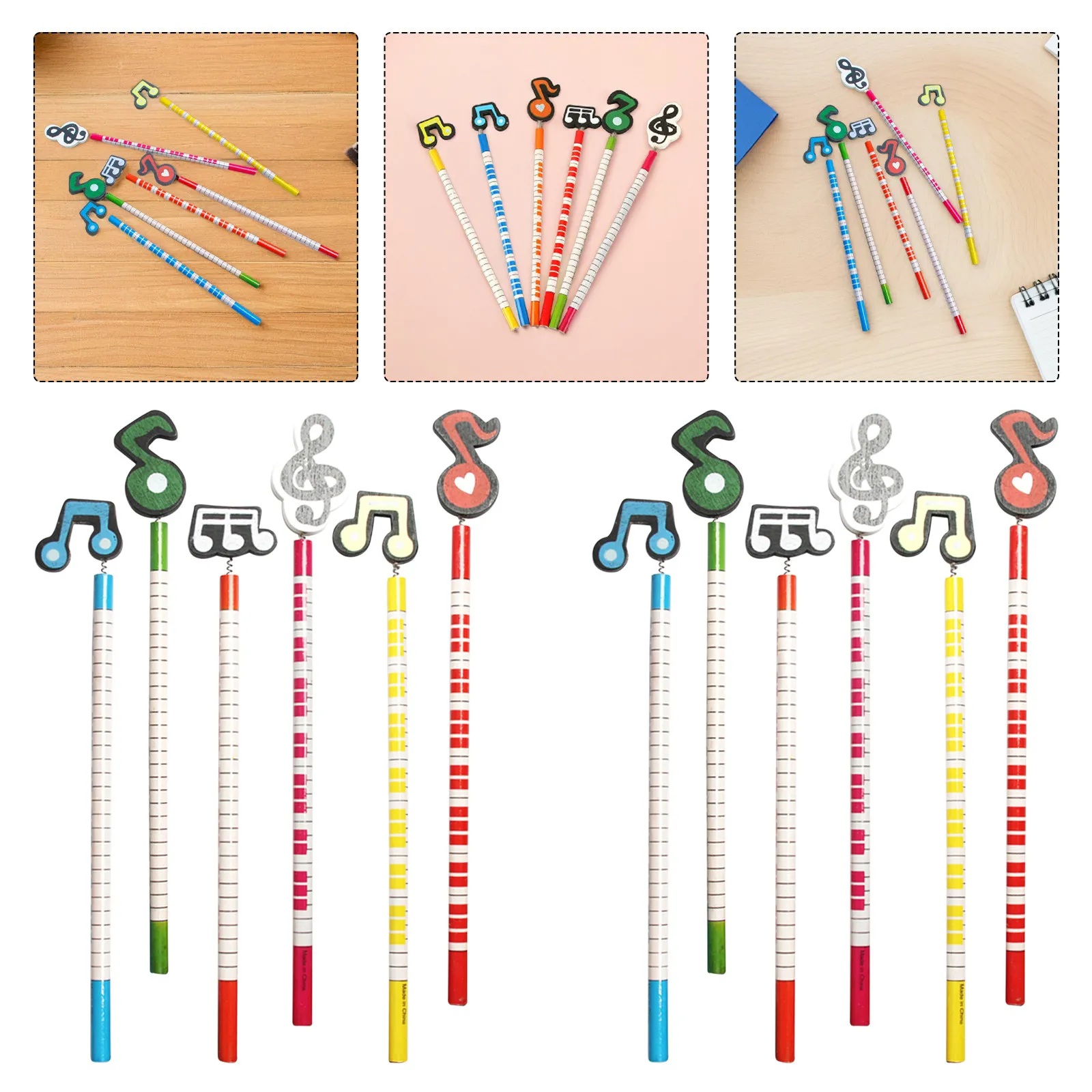 12pcs Musical Note Pencils – Premium Wood & Plastic, Lightweight for Students, Drawing, Writing, Exams
