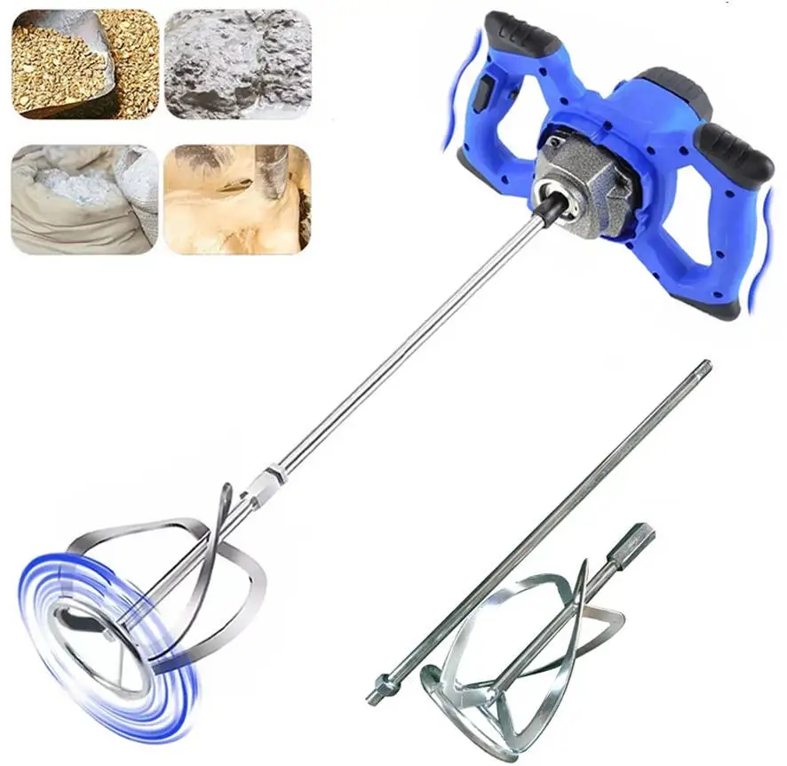 Miscelatore per calcestruzzo portatile con pale da 2800W, Miscelatore per cemento portatile, Miscelatore da pavimento regolabile a 6 velocità, Miscela