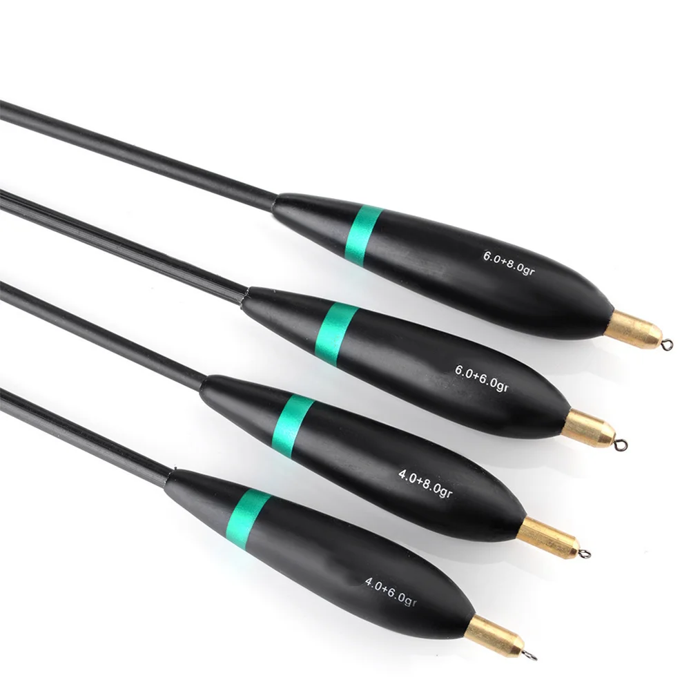 4pcs balsa wood fishing floats with copper head tail bobbers designed for durability and smooth sliding on fishing lines