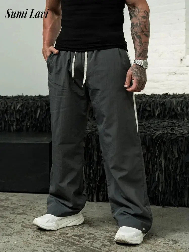 

Fashion Mens Linen Pants Spring Autumn Casual Drawstring Lace-up Pants For Men Daily Leisure Breathable Trousers