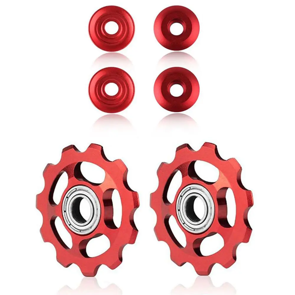 11T Gear MTB Bicycle Rear Derailleur Jockey Wheel Aluminum Sealed Bearing Pulley Highway mountain Bike Shift Guide Wheel Red