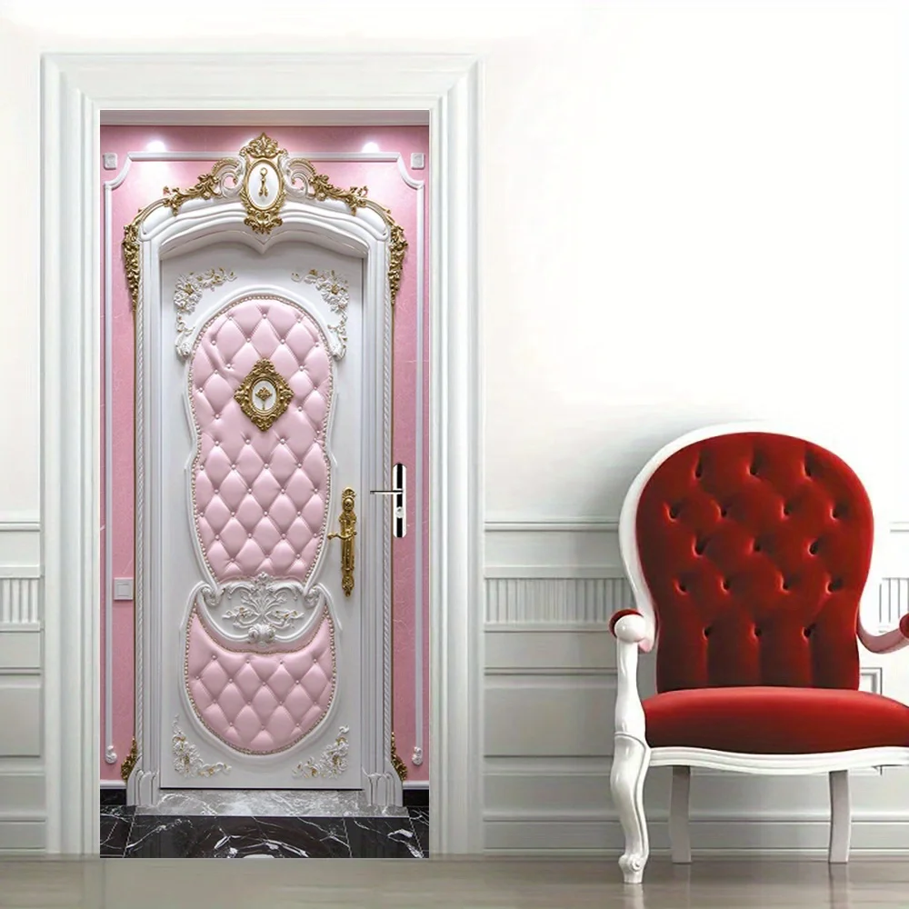 1 pair of modern abstract art self-adhesive door stickers, made of vinyl material, disposable, suitable for indoor and outdoor d