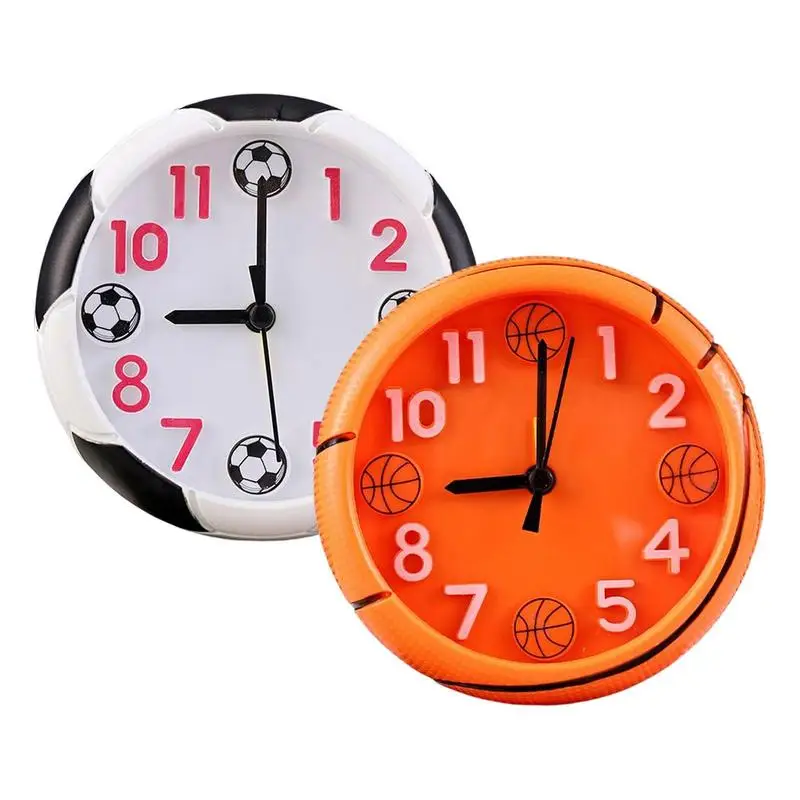 Football Basketball Shape Basketball Alarm Clock No Tick Analog Alarm Clock No Snooze Button Small Clock For Bedroom