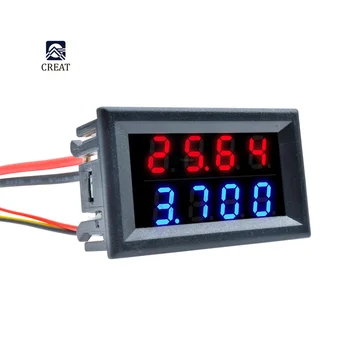 Alta precisão dupla LED Digital Display voltímetro, amperímetro, 4 bit, vermelho, azul, vermelho, vermelho, vermelho, vermelho, vermelho, vermelho, tensão, medidor de corrente, DC 4-28V, 10A