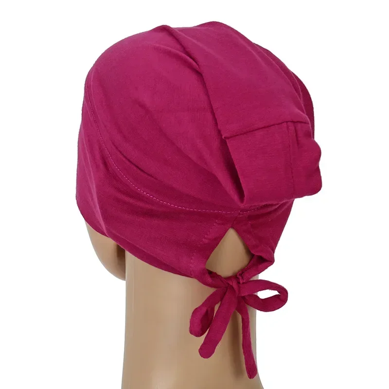 

Muslim Women Elastic Tie Back Inner Hijab Caps Modal Jersey Stretch Underscarf Bonnet Headwrap Turbante Full Cover Mujer