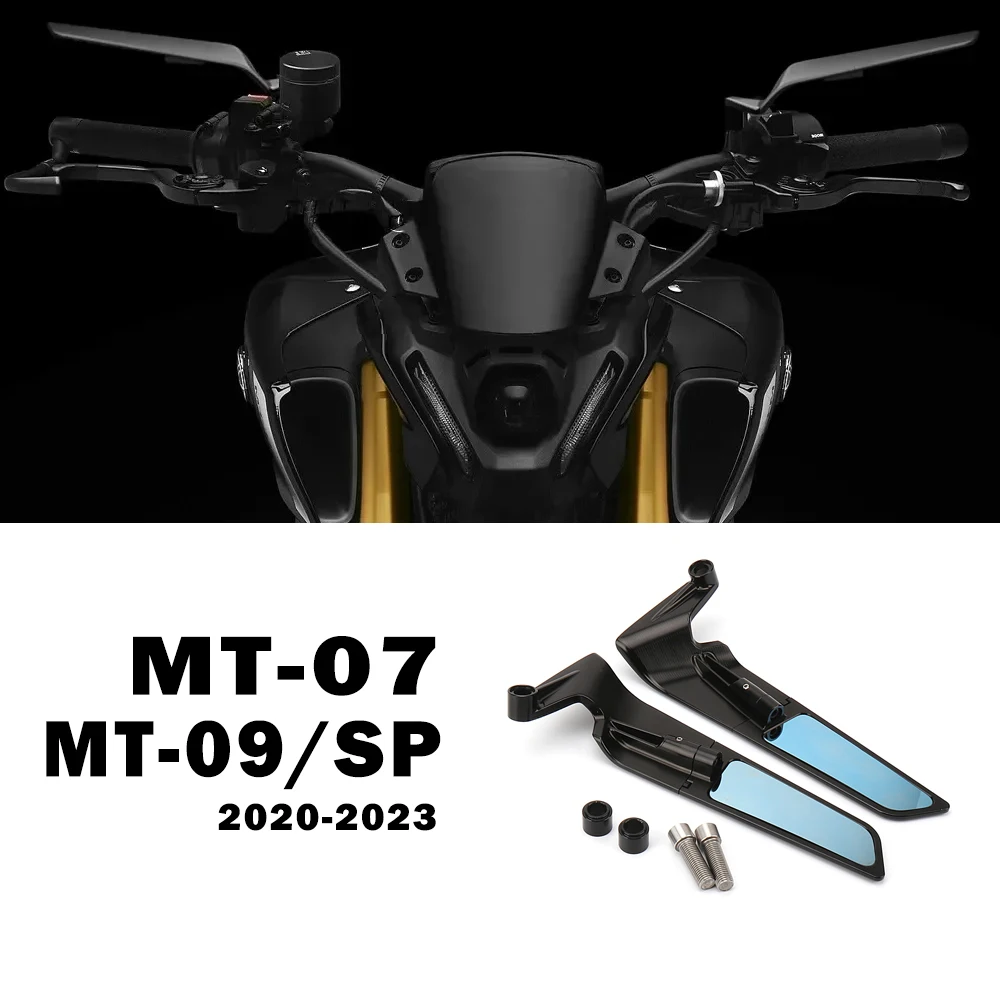 

MT07 Accessories Motorcycle Stealth Mirrors for Yamaha MT-09 MT09 SP 2020-2023 MT-07 MT 07 2021 2022 Adjustable Winglet Aluminum