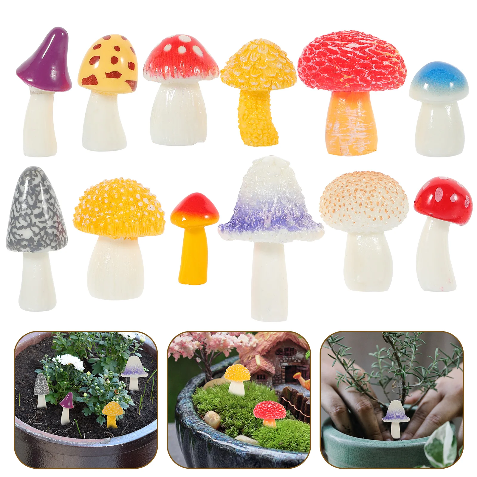 Mushroom Statue Decor Micro Landscape House Decorations for Home Decorate Ornament Plants