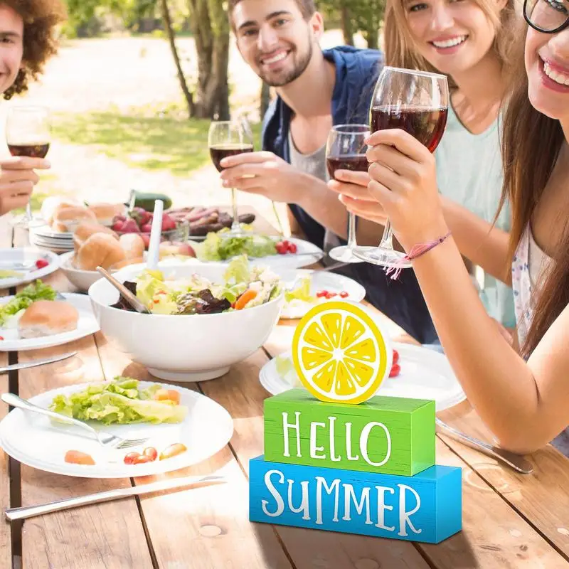 

Hello Table Decor Lemon Themed Decorations For Home Wooden Tiered Tray Board Colorful Holiday Ornament Home Tabletop Decor For