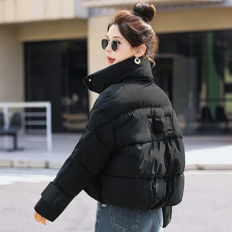 Jacket Women 2024 Winter Fashion Thickened Puff-feel Bread Short Parkas Down Coat Sweet Puffer Casual Cotton Padded Outwear Coat