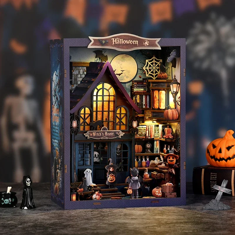 

Dollhouse Helloween Castle DIY Wooden Wonderful Night Casa Doll Houses Miniature Model Kits with Furniture for Friends Gifts