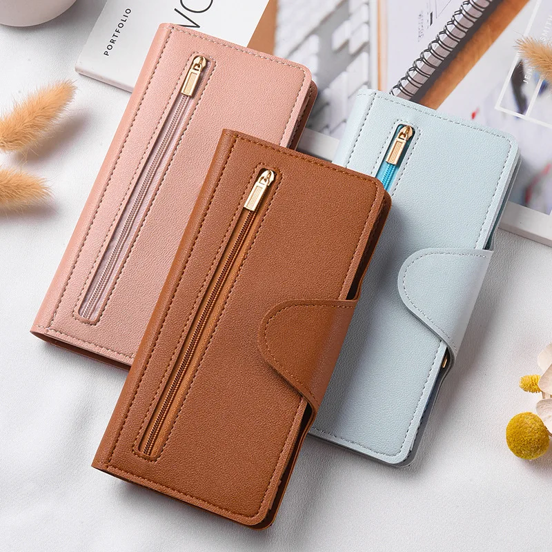 Cartera ultrafina con bloqueo RFID para mujer, bolso para tarjetas de crédito con múltiples tarjetas, cartera larga de moda con hebilla de cremallera multifuncional