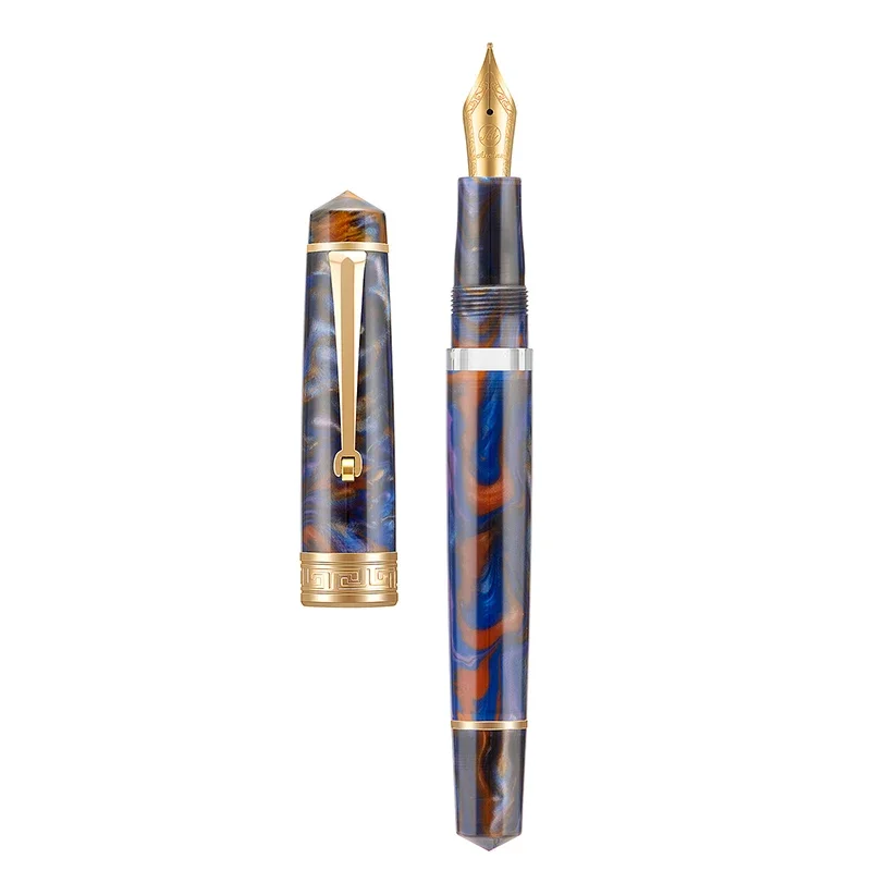 Asvine-Stylo plume à remplissage de piston P20, motifs de luxe en acrylique, plume EF F M avec clip doré, fournitures scolaires et de bureau