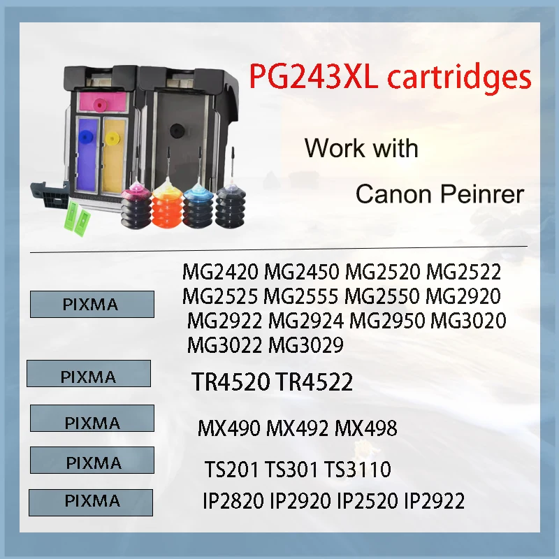 vilaxh PG243XL CL244XL Remanufactured for Canon PG243 CL244 Refilled Ink Cartridge for Canon Pixma MG2924 MG2420 MG2520 MG2555