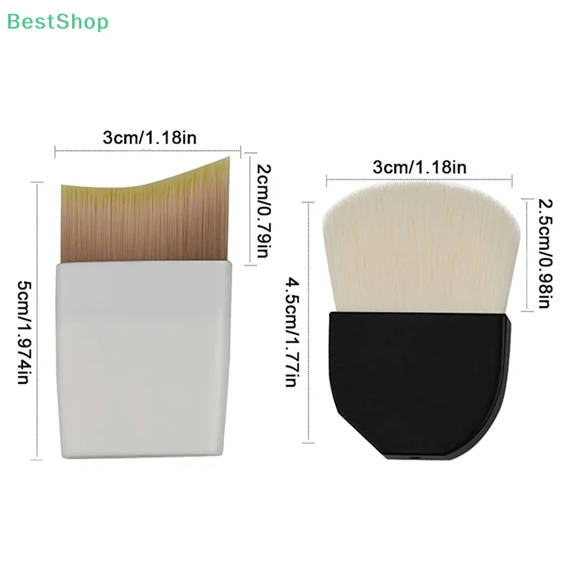1 Uds. Cepillo de base ultrafino de una línea, cepillo para máscara en forma de media luna, mango corto, cerdas suaves y esponjosas, herramienta de belleza profesional