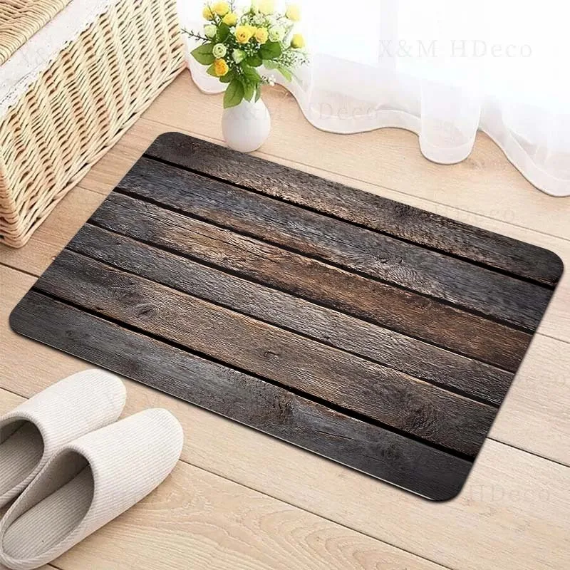 

1PC Wood floor Pattern Door Mats Kitchen Rugs Non-Slip Pop arts design Bathroom Rugs Bath Mat Carpet for Home Sink Laundry Decor